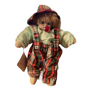Classic Treasures Collectible Doll Katlyn Clown Pageboy Green Red Plaid